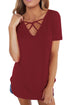 Sexy Solid soft Cage Front Women Top